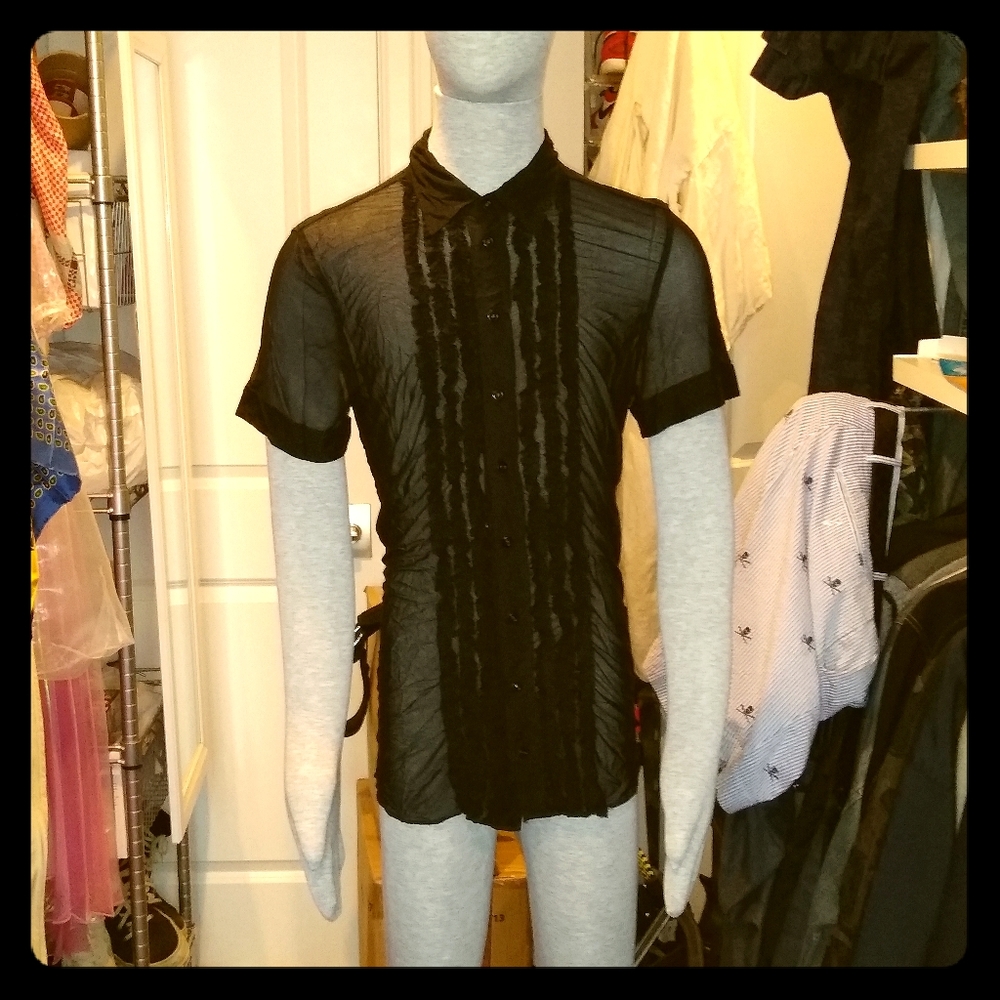 Vintage Jean Paul Gaultier sheer ruffle tux shirt